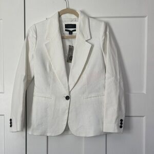 J. Crew White Parke Blazer with Pink Accents